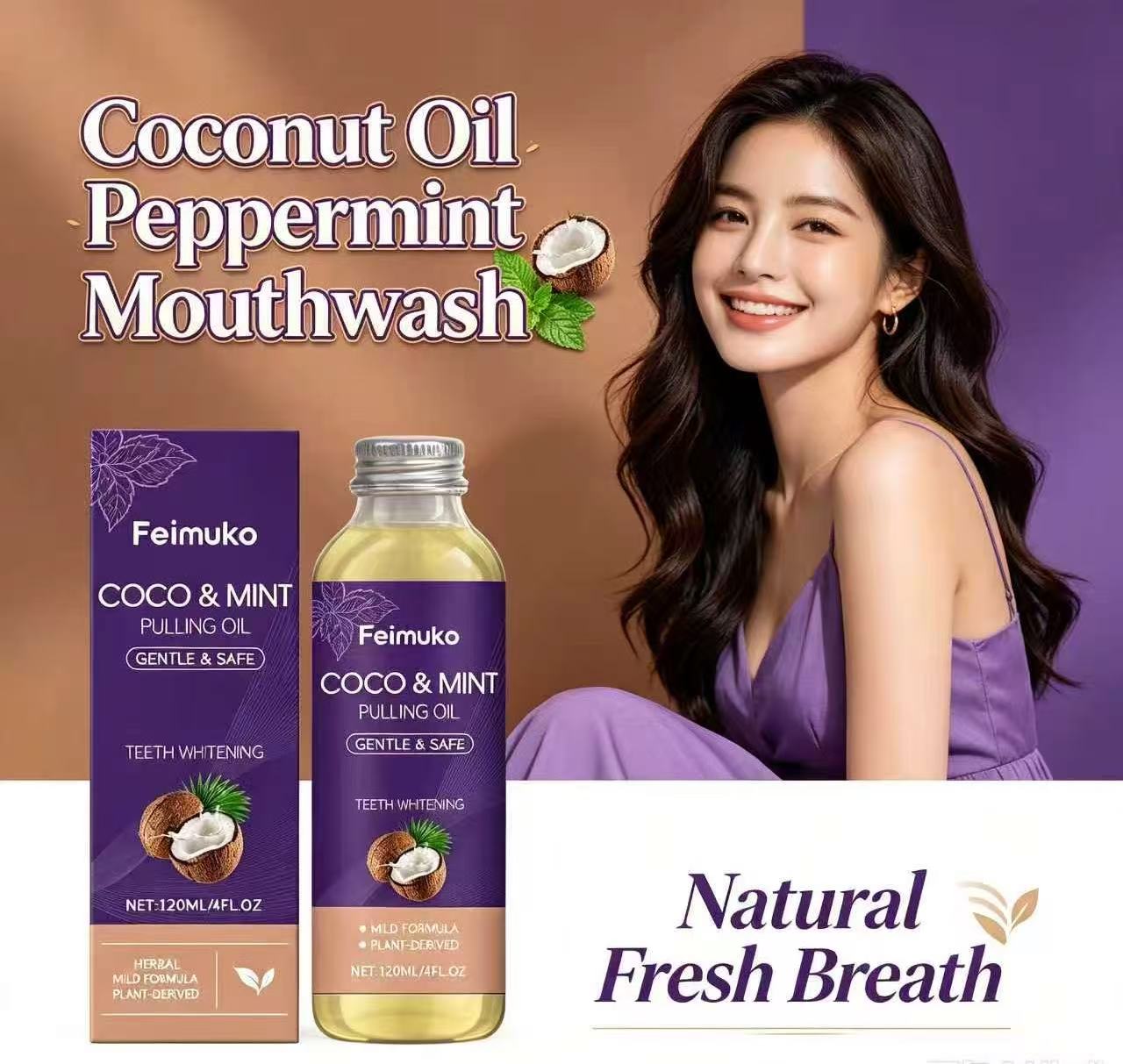 Teeth Whitening With Coconut Oil - ココナッツオイル ペパーミント プーリングオイル マウスウォッシュ 天然植物由来 優しいオーラルケア