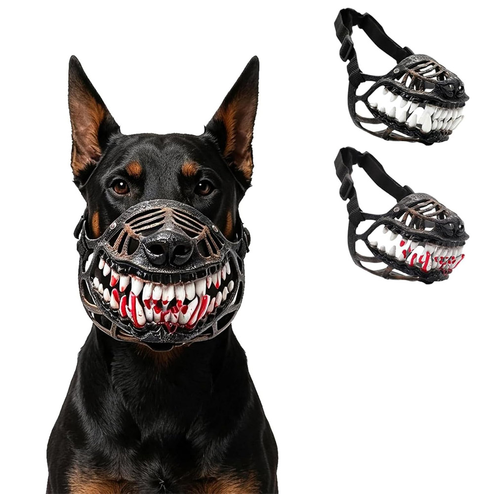 Teeth Whitening Mask - ハロウィン ヘルハウンド モンスター マズル 怖い天然ラテックス製犬コスチュームマズル ハロウィンパーティー