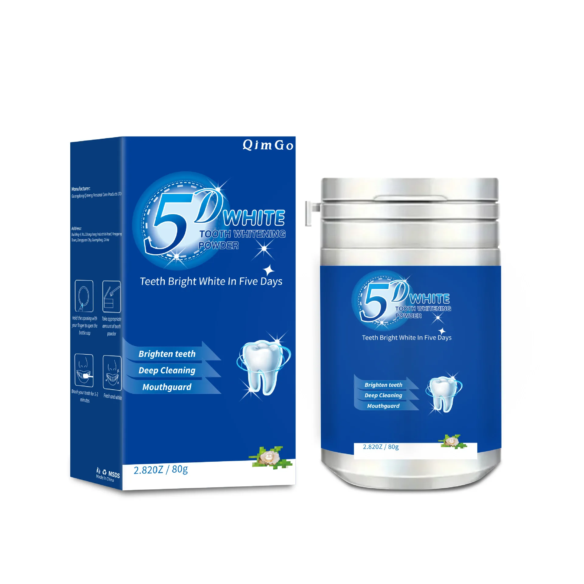 Teeth Whitening Enzymes - 5D 80g ブルーエンザイム歯磨き粉、黄ばんだ歯の汚れ除去、息を爽やかにするプロバイオティクス歯磨き粉