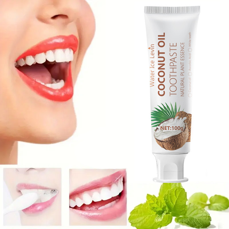 Teeth Whitening With Coconut Oil - 100g ココナッツオイル配合のホワイトニング歯磨き粉、口臭や細菌を防ぎ、爽やかな息と清潔な白い歯を実現します。