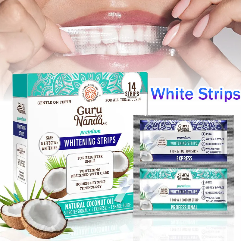 Teeth Whitening Session - 1/2/3 箱ココナッツオイルホワイトストリップ、汚れを除去するための歯のホワイトニングストリップ、プロフェッショナルな口腔衛生クリーニング歯ストリップ