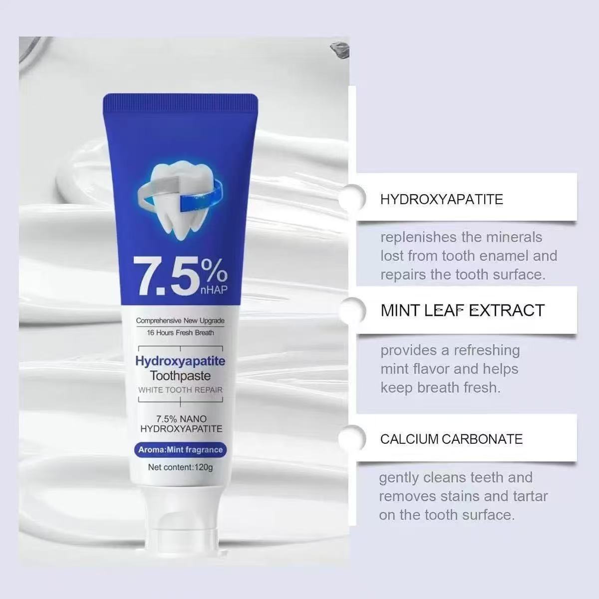 7.5%ナノハイドロキシアパタイト歯磨き粉、コーヒー・紅茶の - Teeth Whitening Best のレビューと価格